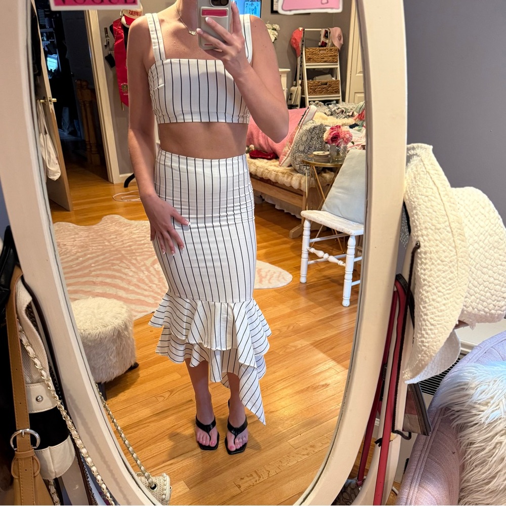 Forever 21 Stripe 2-Piece Set | Crop Top & Ruffle Skirt